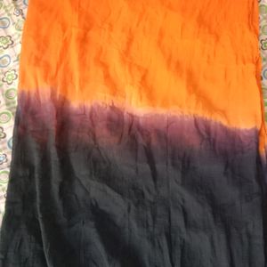 Used Orange And Black Color Dupatta