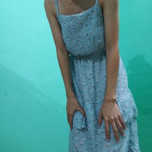 Blue Floral Midi Dress