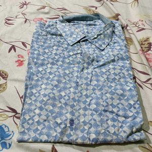 Light Sky Color Printed Half Shirt