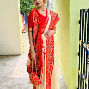 LAL PADH SADA SAREE ♥️