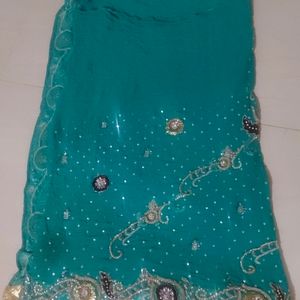 Sea Green 🩵 Color Georgette Saree