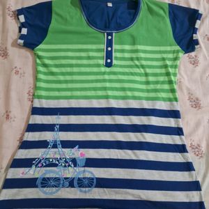 Blue And Green Striped Top