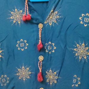 Blue And Golden Kurti Women