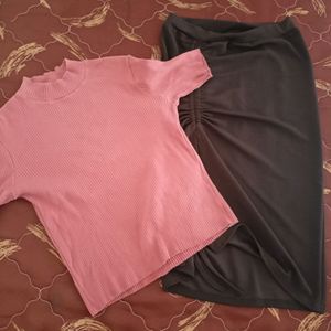 Co Ord Set Korean Top And Skirt