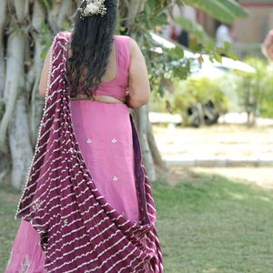 Pink And Wine Lehengha Choli