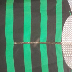 Round Neck black N Green Stripes Top, Sale 85