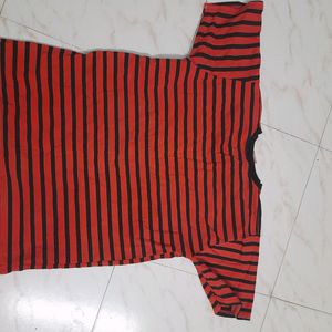 Red And Black Stripped Tshirt