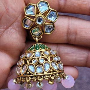 Light Pink Kundan Jhumka Set No.7