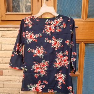 Navy Blue Floral Top