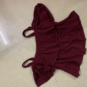 CHEMISTRY MAROON OFF-shoulder Top