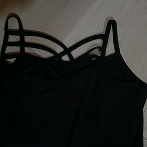 Trendy Korean Stylish Black Cross Bralete Sexy Top