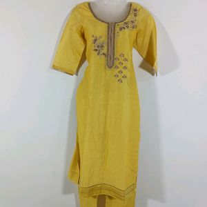 Yellow Embroidered Kurta Set (Women)