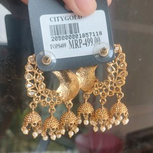 Gold Peacock Ethnic Earrrings