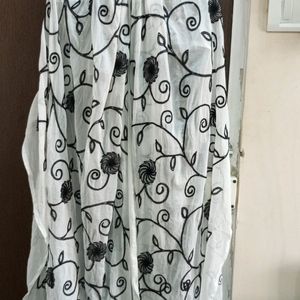 White Dupatta Black Embroidery