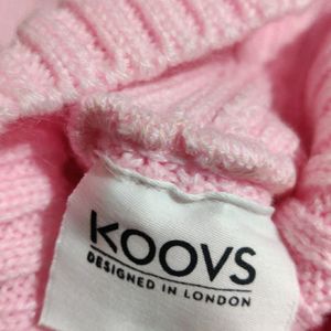 Koovs Pink Knitted Polo Neck Western Top (Women)