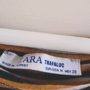 Zara Tshirt Stripes Yellow White Black