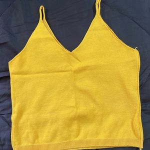 Sleeveless Crop Top In Mustard Color