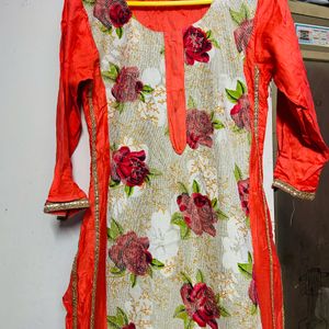 Rose Prnt Glittery Kurta