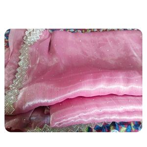 Beautiful Organza Saree With Embroidery