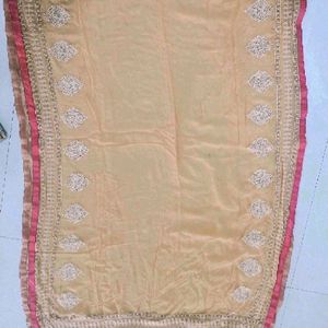 Beige emboidery soft light pure jorget dupatta