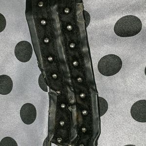 Grey Scirt With Black Polka Dots