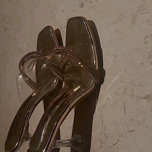 Fabbhue Gold Party Block Heels