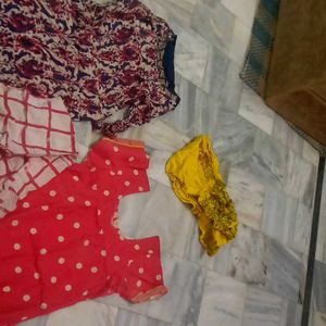 2 Kurta 1 Plazzo Pent+1 Yellow Pent Free