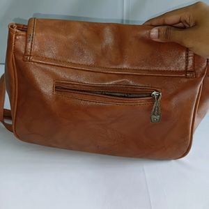 Brown Faux Leather Slingbag