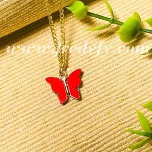 Pack of 3 Butterfly Pendant Golden Chain Locket