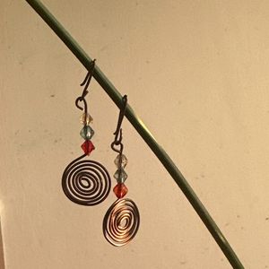 Antique Spiral Copper Earrings