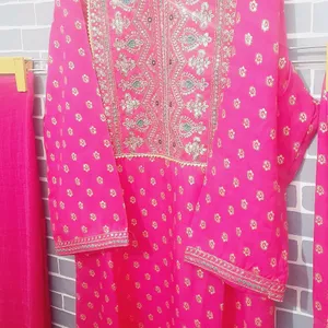 Kurta Pant Set Pink Rose Color