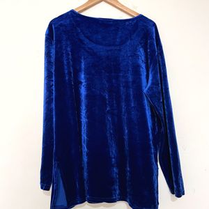 Navy Blue Velvet Top By Rag