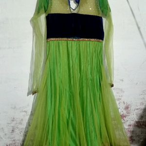 New Latest Light Green Neck Design Gowns Frock