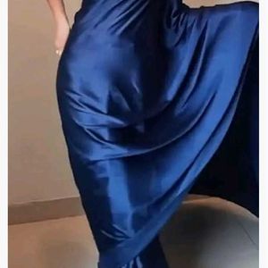 Nevy Blue Latest Plain Satin Saree