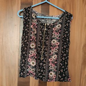 Black Floral Printed Top(Women)