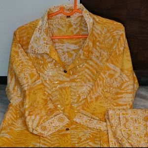 Yellow Afghani Kurti Pant