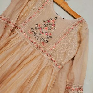 COTTON ANARKALI  WITH BEAUTIFUL EMBROIDERY FLwrs