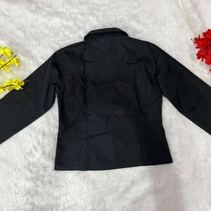 Black jacket with half chain fromt opening