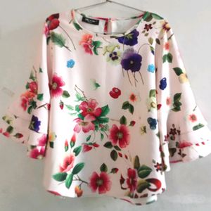 Floral With Beautiful Sleeves Top For Girls