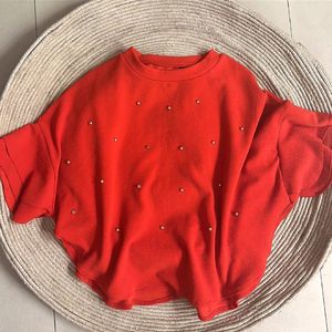 Beautiful Red Top With Pearl Detail