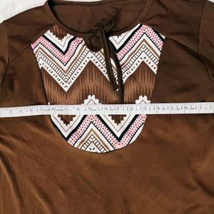 Brown kurti styled top