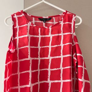 Red Cut Sleeves Top