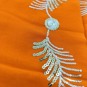 New Orange Tari Work Saree