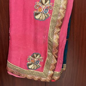 Heavy Work Dual Color Saree with Blouse