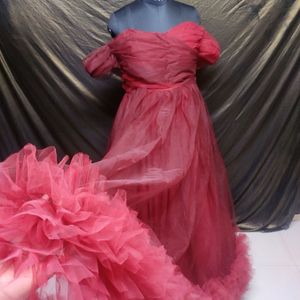 Designer Ruffle Gown Beautiful Look