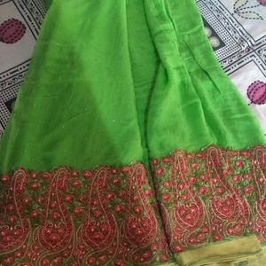 Pure Shifon Green Saree