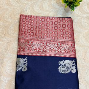 New Soft Silk Saree Navy Blue