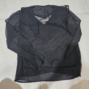 Black Back See Through Shirts With Flowy Front.