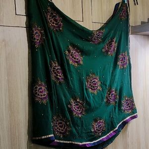 Green Embroidered Saree