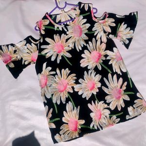 Women Off Shoulder Flower Print Top